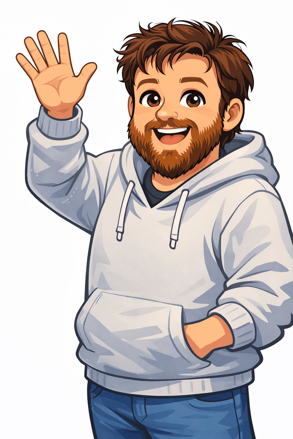 Cartoon Alex waving hello